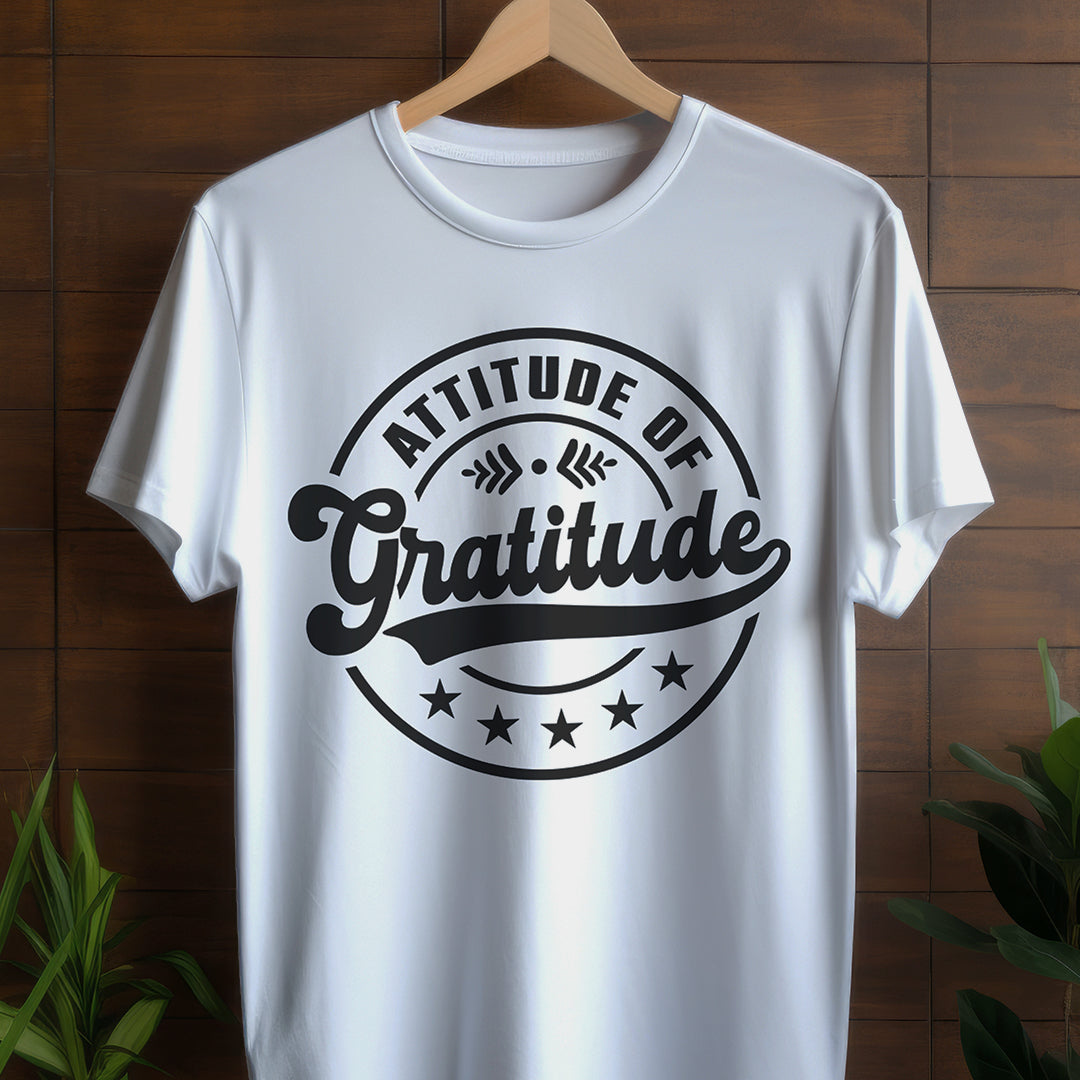 Attitude Of Gratitude White- Unisex Round Neck Half Sleeves Classic T-shirt